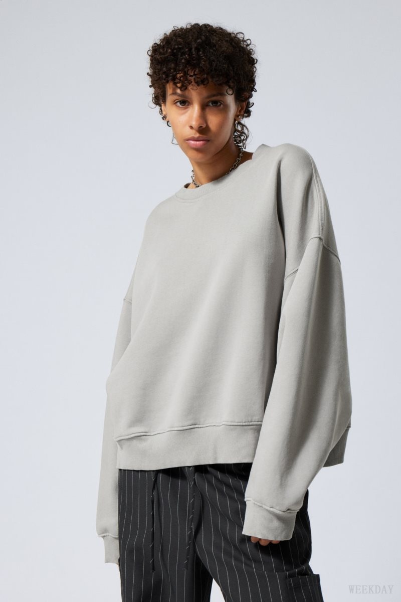 Light Grey Weekday Wide Heavyweight Sweatshirt | LLRN9867