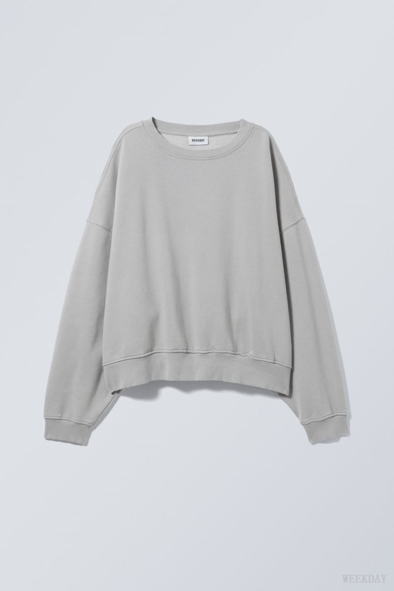 Light Grey Weekday Wide Heavyweight Sweatshirt | LLRN9867