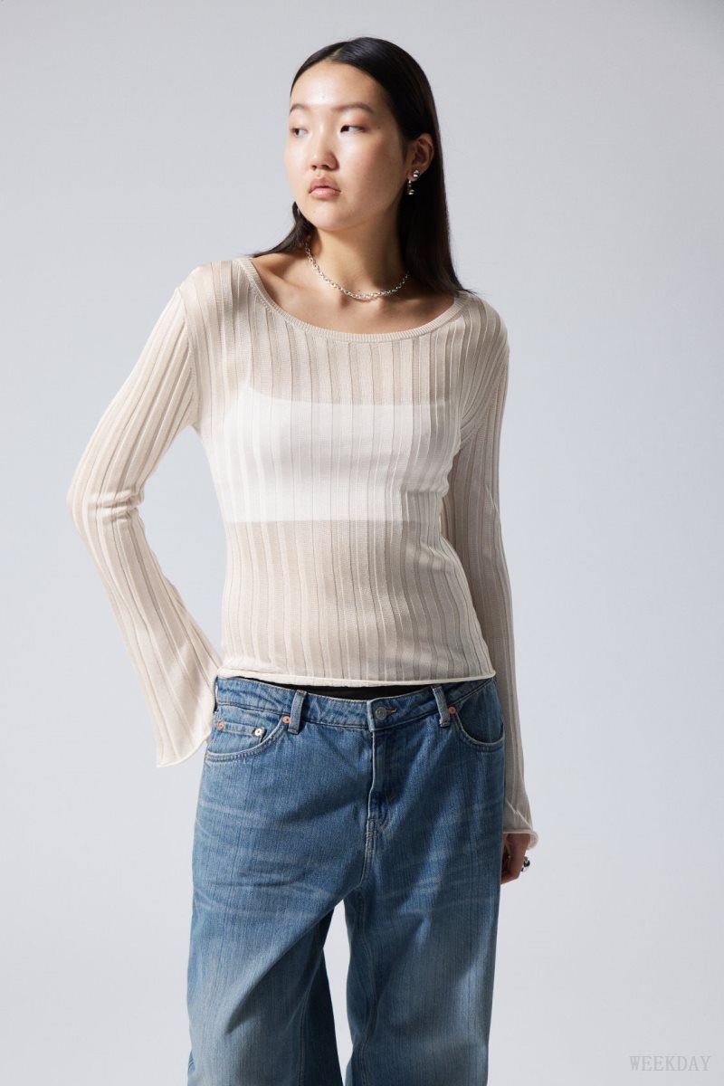 Light Mole Weekday Enora Sheer Knit Long Sleeve Top | BWEW3857