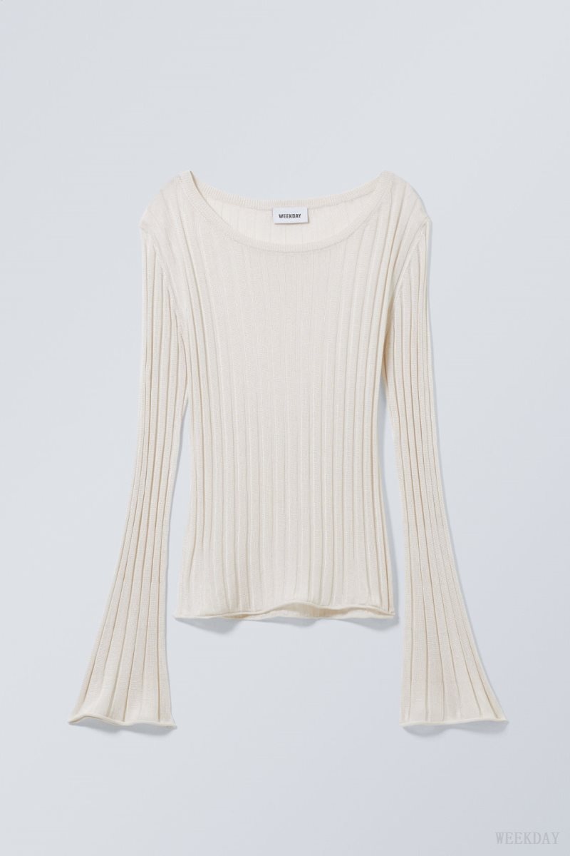 Light Mole Weekday Enora Sheer Knit Long Sleeve Top | BWEW3857