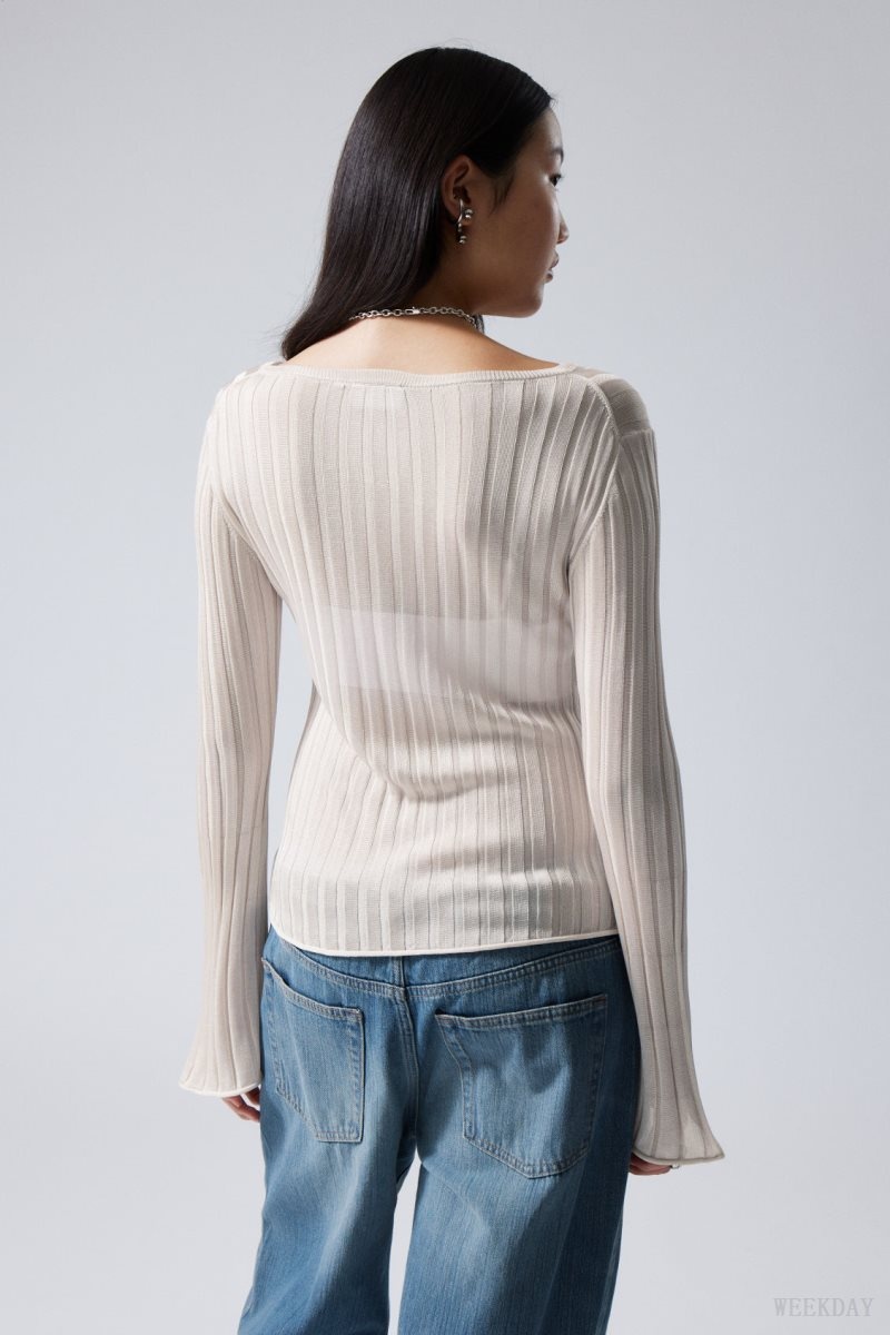 Light Mole Weekday Enora Sheer Knit Long Sleeve Top | BWEW3857