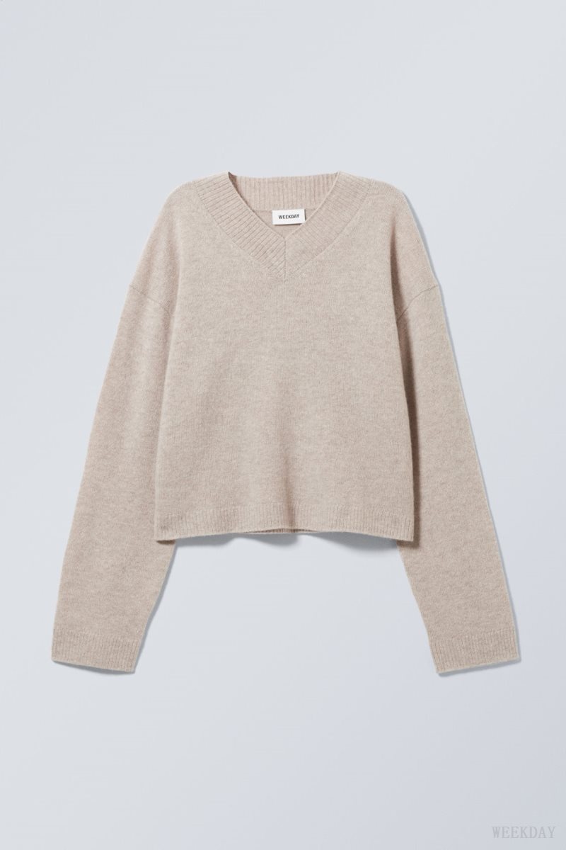 Light Mole Weekday Reese V-neck Wool Sweater | JZVW1681