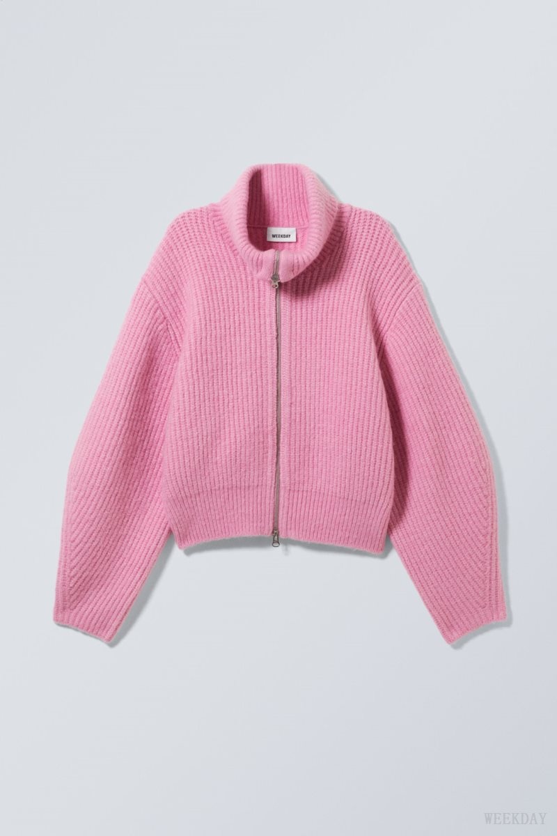 Light Pink Weekday Bea Zip Cardigan | HDTU0005