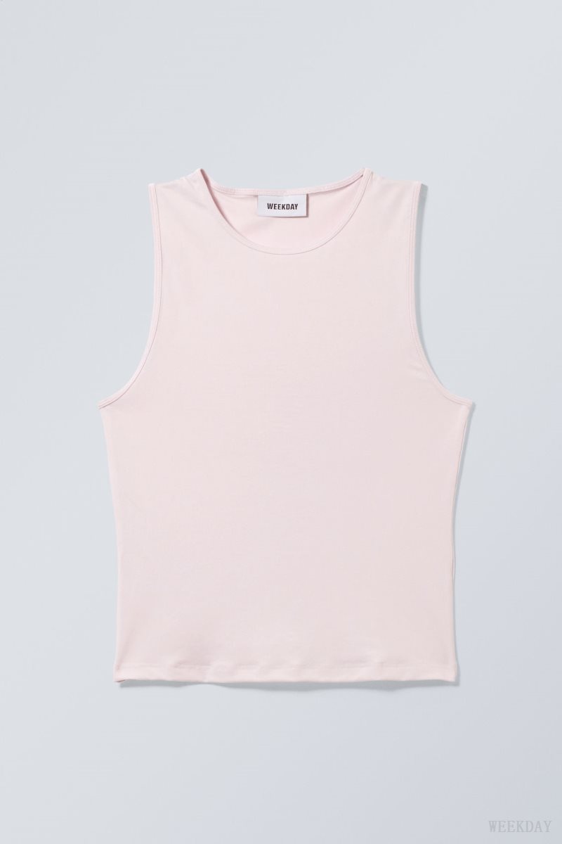 Light Pink Weekday Fine Fitted Tank Top | YERM6803