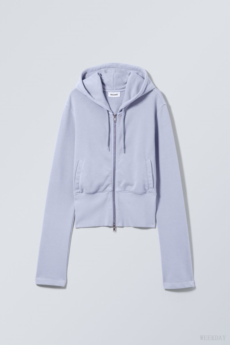 Light Purple Weekday High Rib Mini Zip Hoodie | ZUCX8591