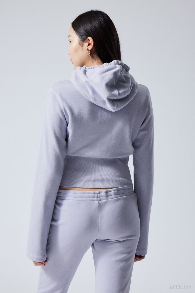 Light Purple Weekday High Rib Mini Zip Hoodie | ZUCX8591