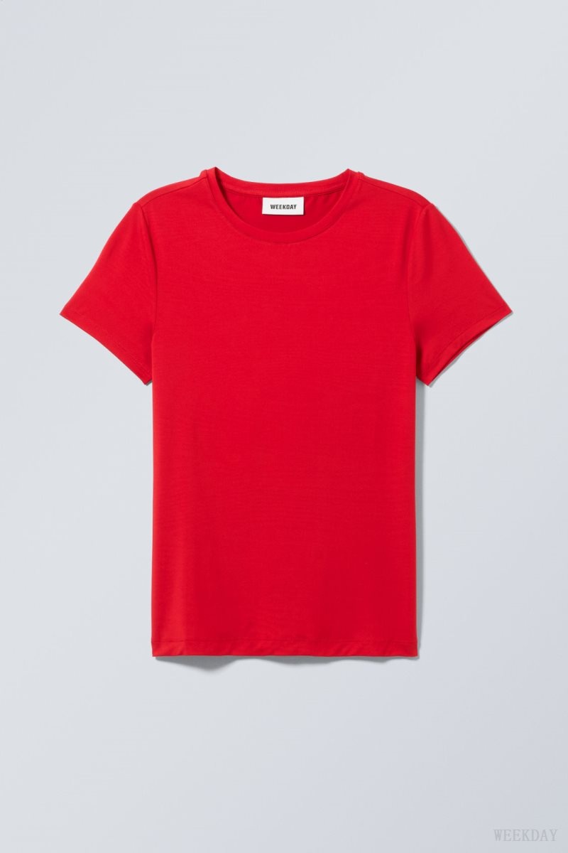 Light Red Weekday Fine T-shirt | TFJB6118