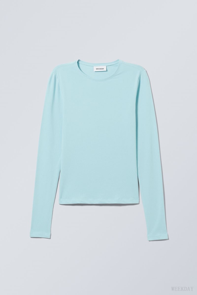 Light Turquoise Weekday Slim Fitted Long Sleeve | MJSH2530