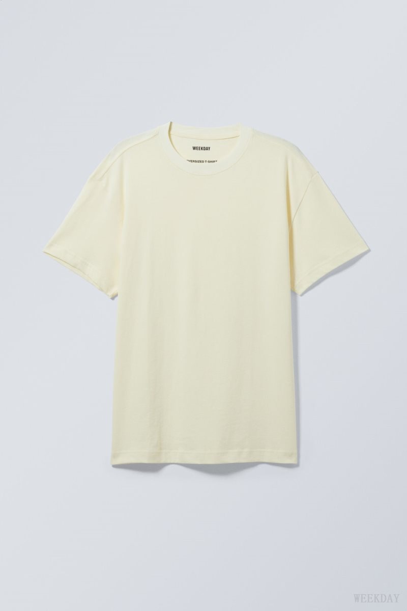 Light Yellow Weekday Oversized T-Shirt | ZRFI6552