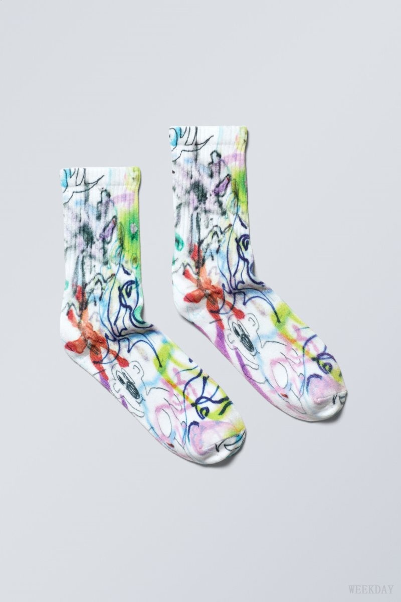 Messy Doodle 2 Weekday Graphic Sport Sock | XIKA6483