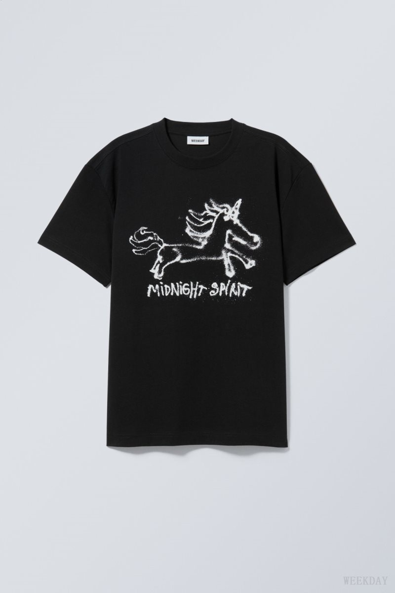 Midnight Spirit Weekday Oversized Graphic Printed T-shirt | TKED7354