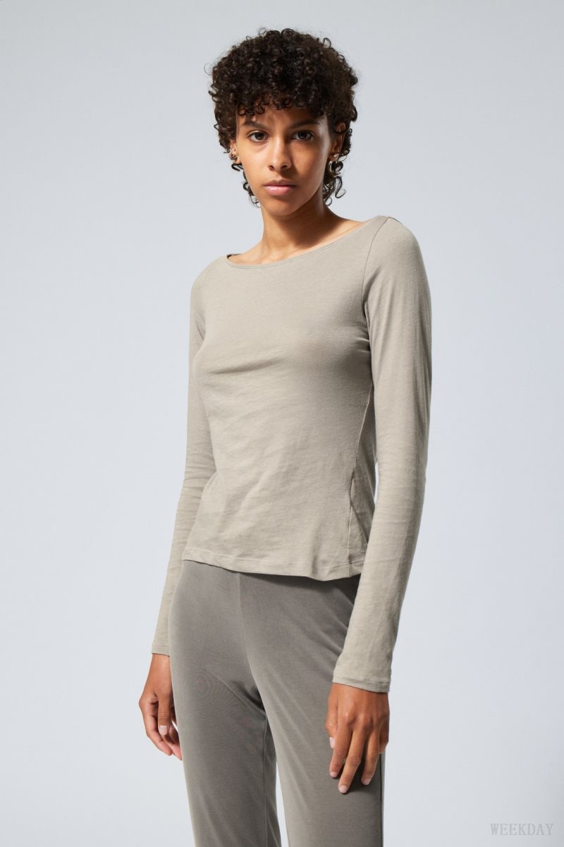 Mole Weekday Boatneck Fitted Long Sleeve Top | GHRV3329