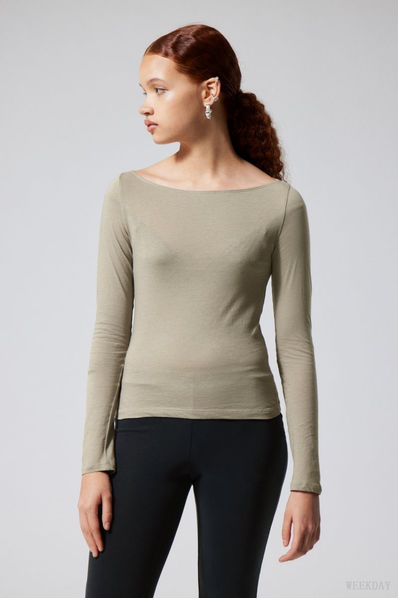 Mole Weekday Boatneck Fitted Long Sleeve Top | GHRV3329