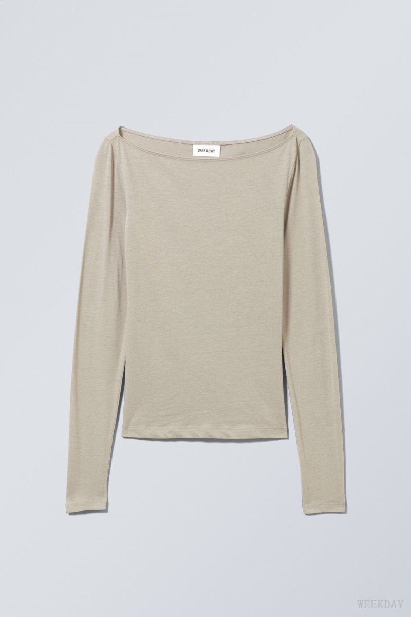 Mole Weekday Boatneck Fitted Long Sleeve Top | GHRV3329