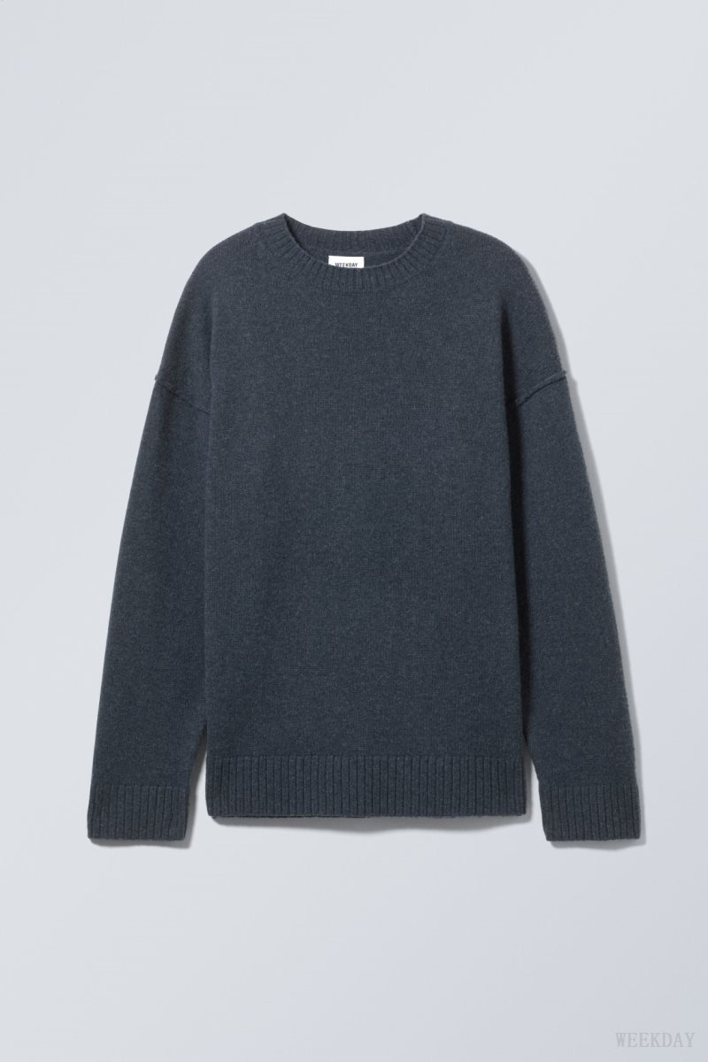 Navy Weekday Eloise Oversized Wool Sweater | CIZF3704