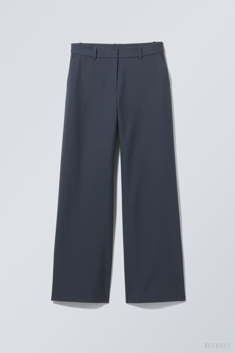 Navy Weekday Emily Low Waist Suiting Trousers | SFVV6904