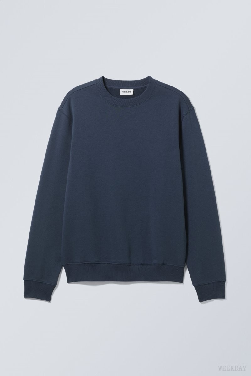 Navy Weekday Standard Midweight Sweatshirt | KXVC3541