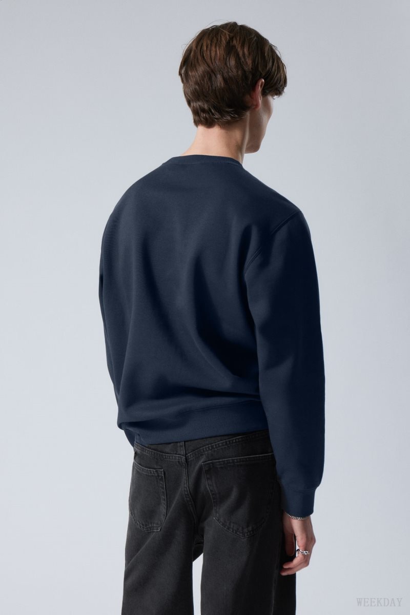 Navy Weekday Standard Midweight Sweatshirt | KXVC3541