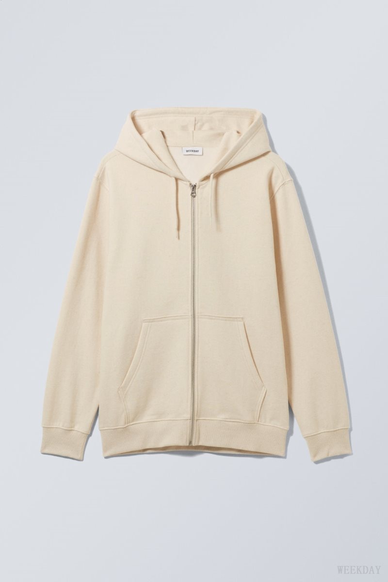 Oat Melange Weekday Standard Midweight Zip Hoodie | KMLA4366