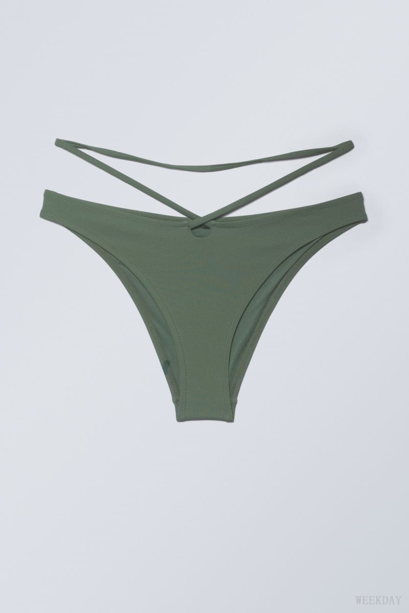 Olive Green Weekday Brazilian Bikini Bottoms | KDJK6392