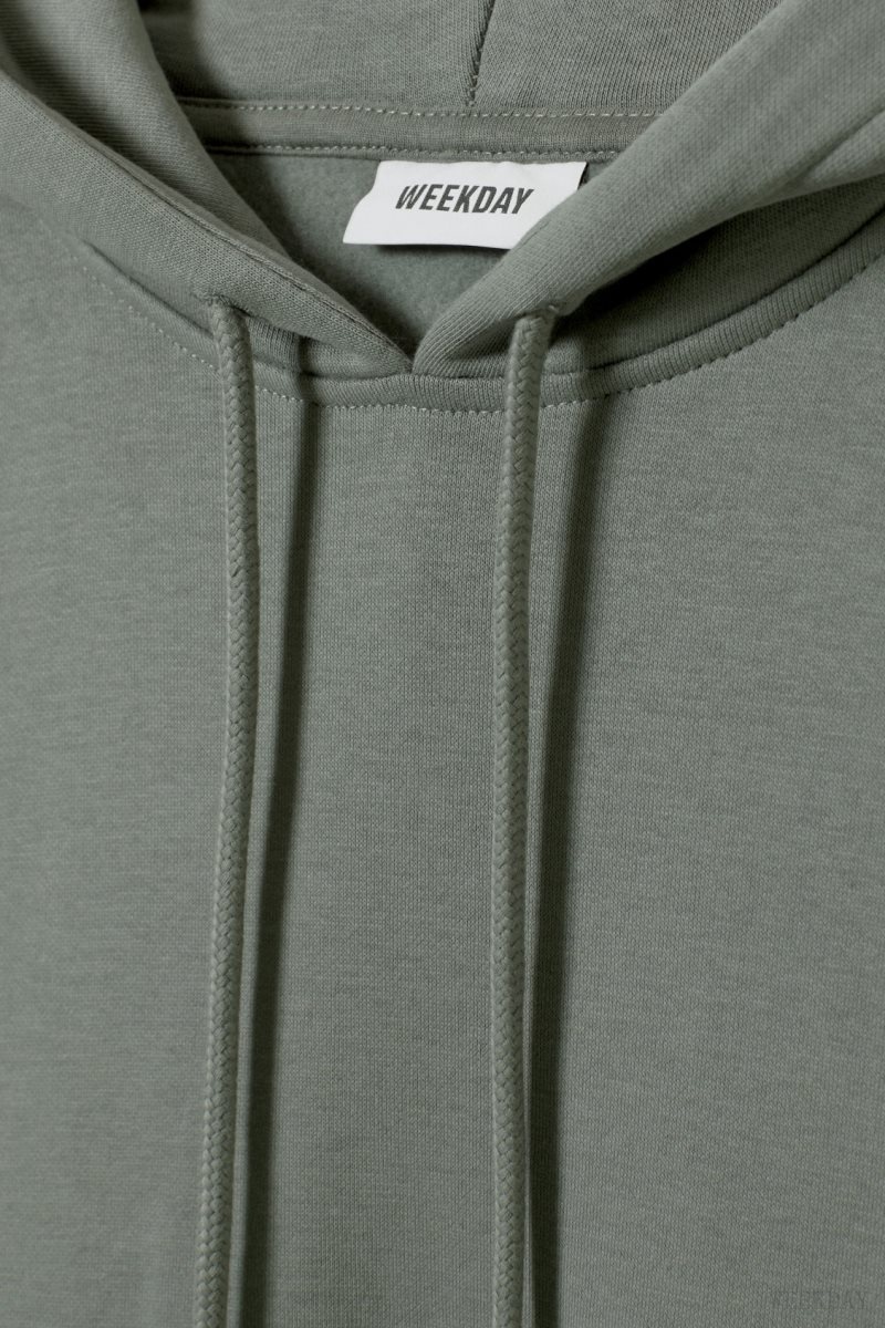 Olive Green Weekday Essence Relaxed Hoodie | ZCIY4846