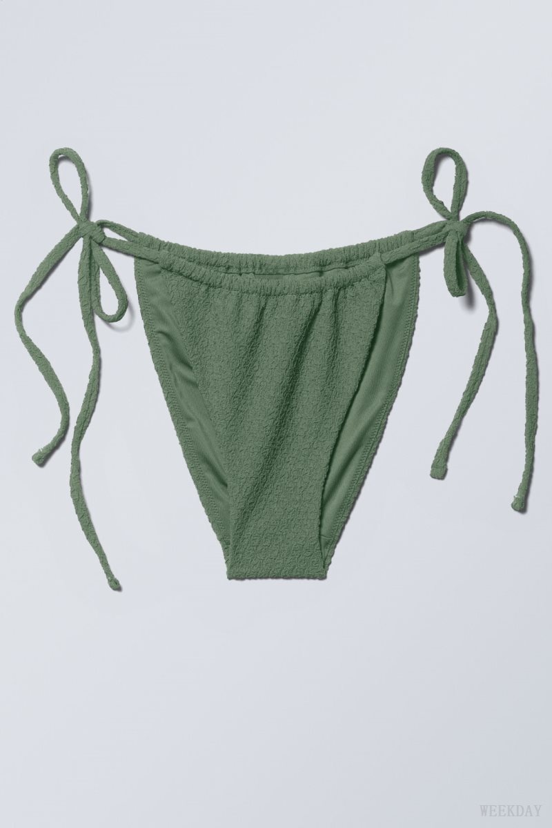 Olive Green Weekday Structured Tie Bikini Bottom | ROKT3757