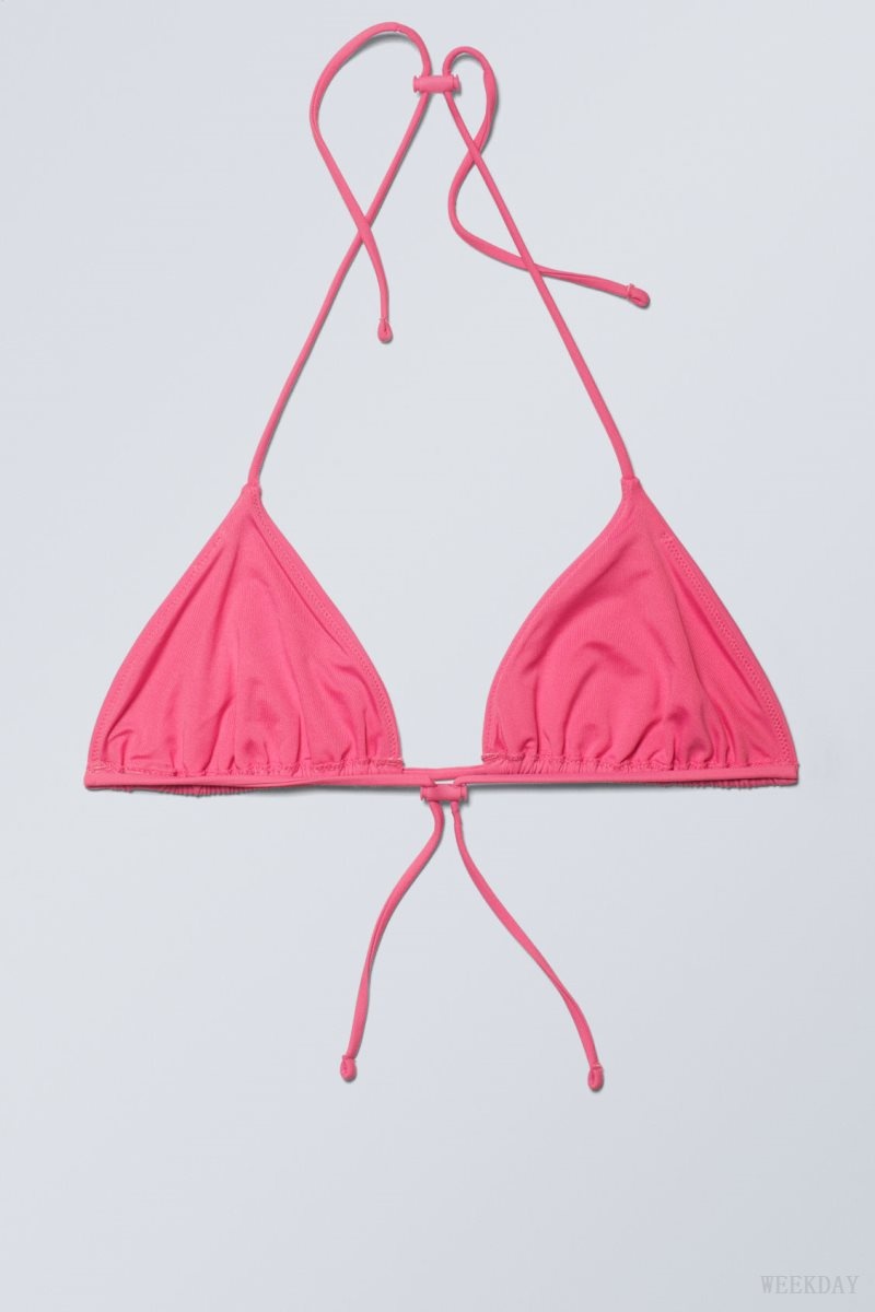 Pink Weekday Drawstring Halter Bikini Top | IPPS6764