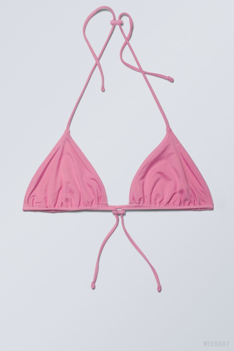 Pink Weekday Drawstring Halter Bikini Top | AMFH6862