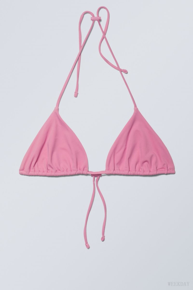 Pink Weekday Drawstring Halter Bikini Top | AMFH6862