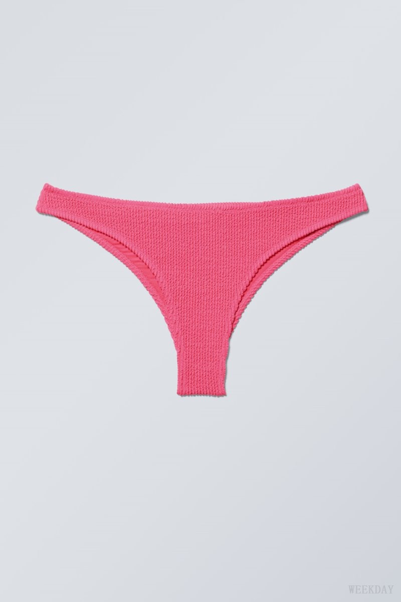 Pink Weekday Textured Brazilian Bikini Bottoms | DZSL8307