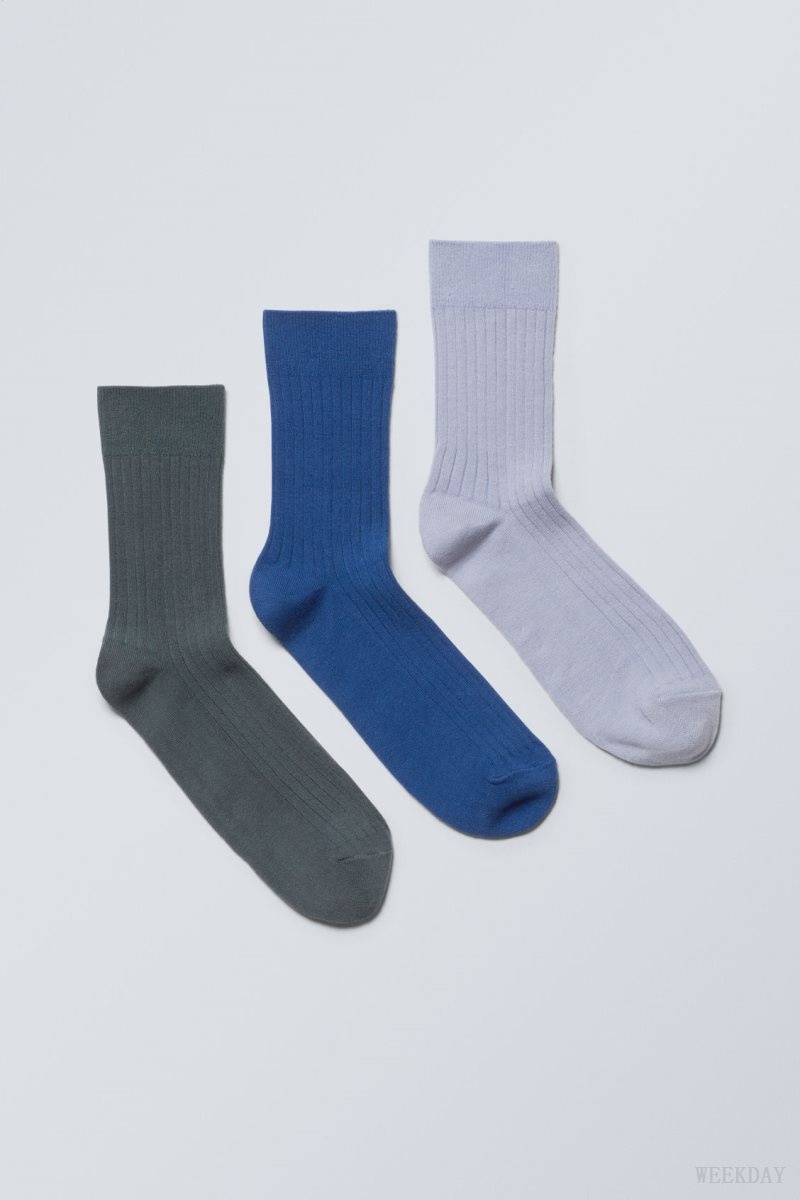 Purple Weekday 3-pack Selma Socks | KUUU7739