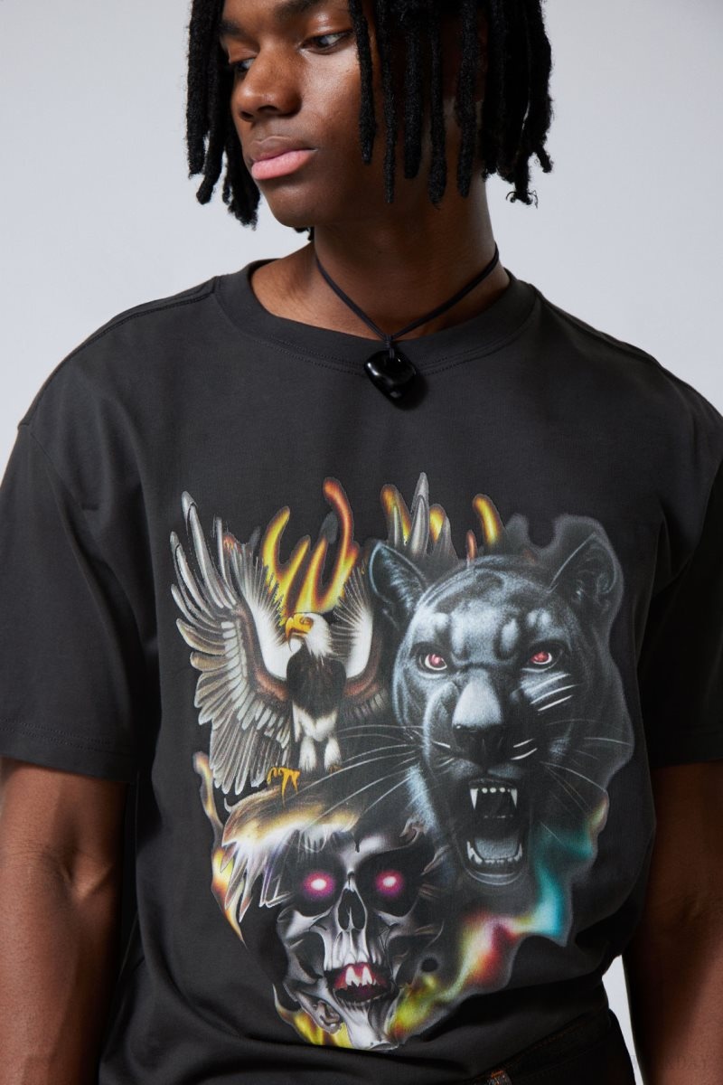 Raw Animals Energy Weekday Oversized Graphic Printed T-shirt | NGYP8533