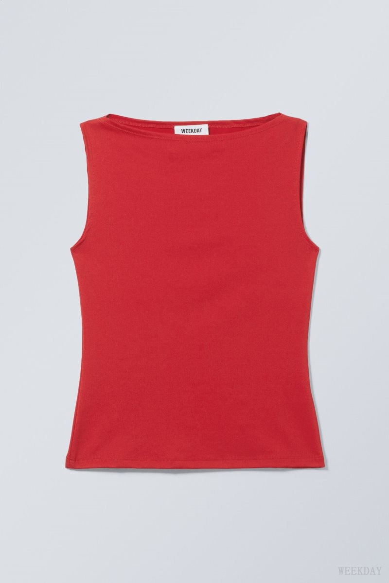 Red Weekday Annie Boatneck Sleeveless top | CSDJ6687