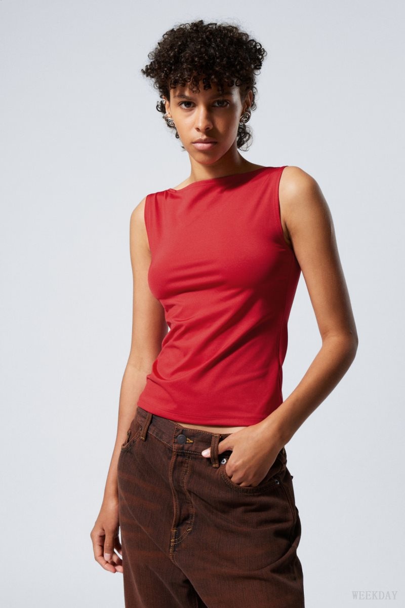 Red Weekday Annie Boatneck Sleeveless top | CSDJ6687