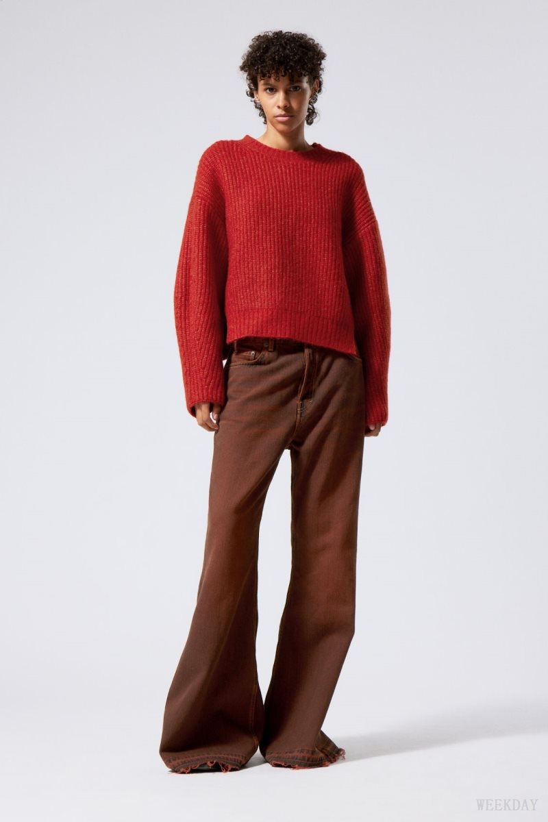 Red Weekday Ivy Knit Sweater | WAGW5418