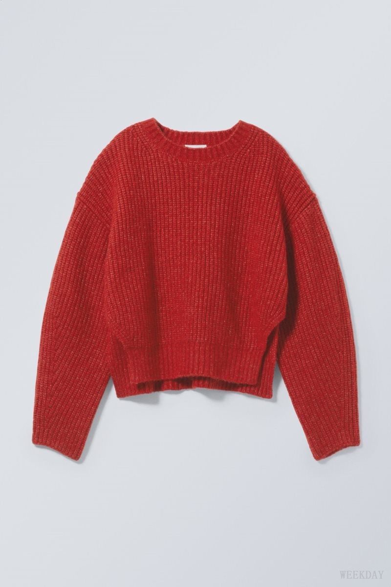 Red Weekday Ivy Knit Sweater | WAGW5418