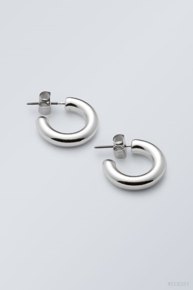 Silver Weekday Bold Hoops | PGDX3460