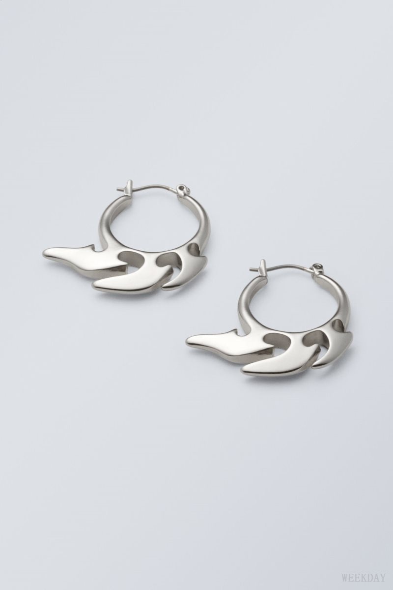 Silver Weekday Elsa Hoop Earrings | ZSYY7122