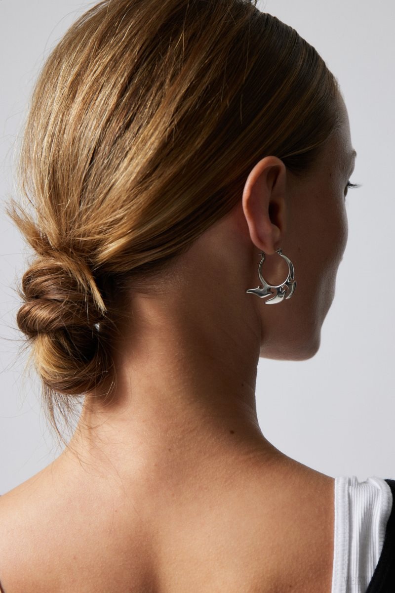 Silver Weekday Elsa Hoop Earrings | ZSYY7122