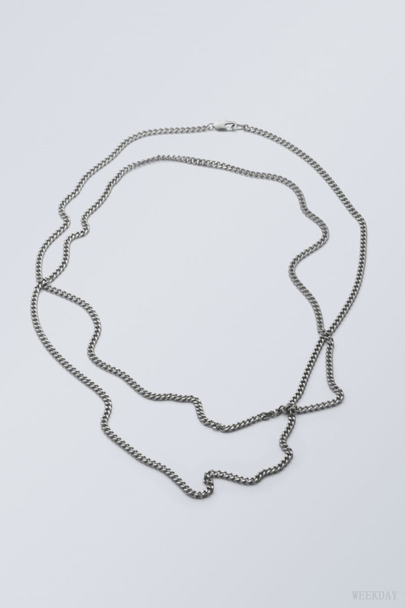 Silver Weekday Long Curb Chain Necklace | VYDW6397