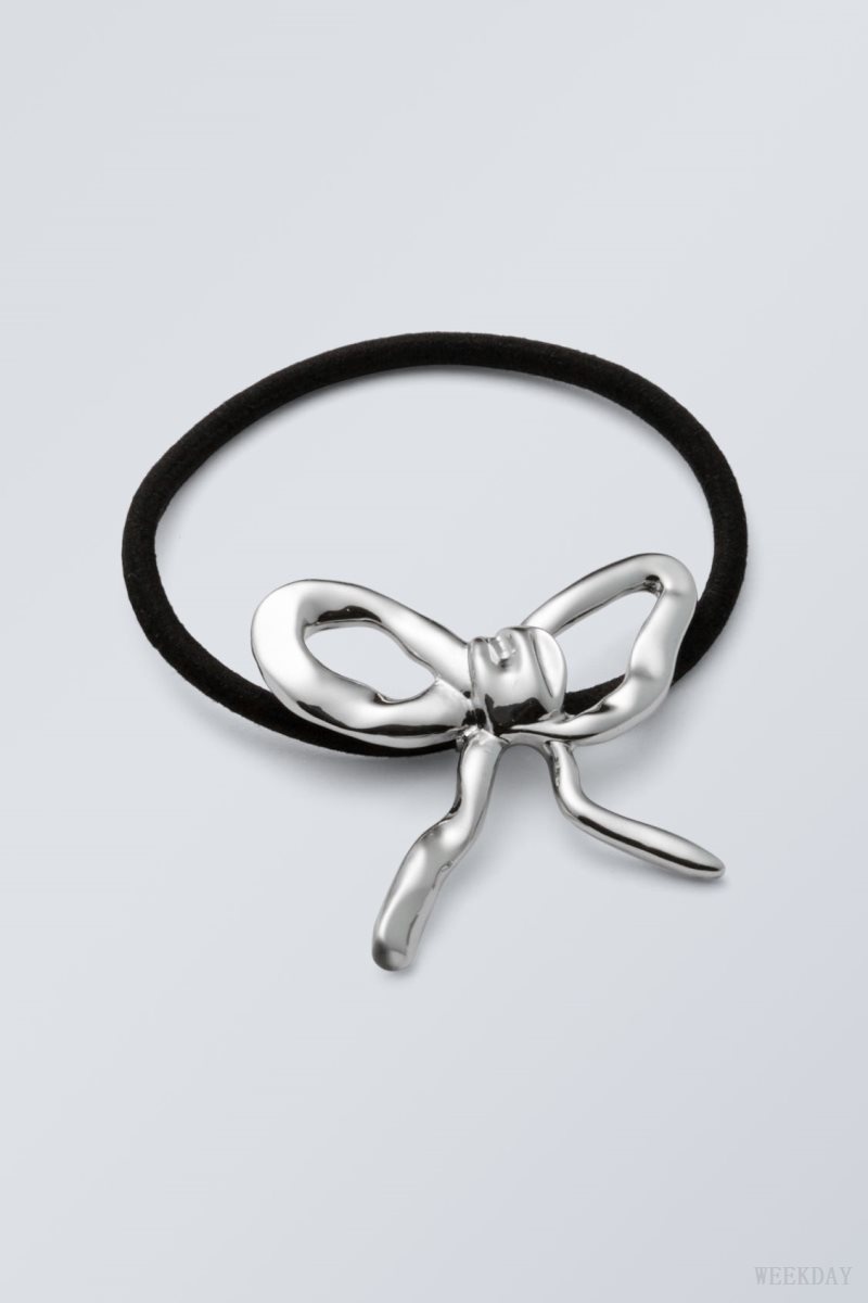 Silver Weekday Metal Bow Hair Elastic | GXQM0844