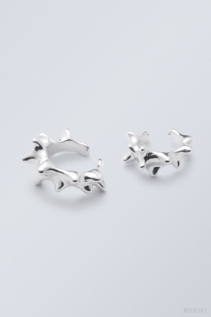 Silver Weekday Spike Earcuffs | RNKN6004