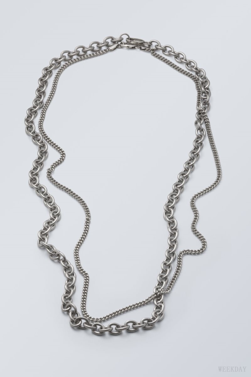 Silver Weekday Uno Chain Necklace Set | CDTL9676