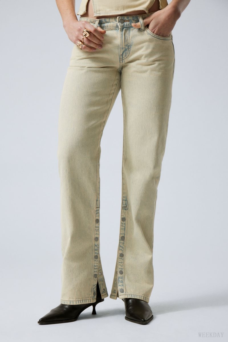 Sunbleached Weekday Arrow Low Straight Slit Jeans | GVAS3452