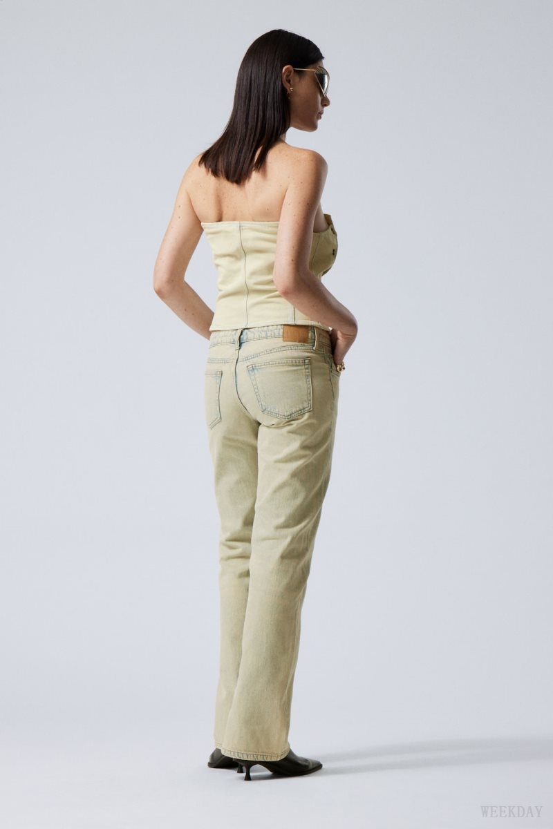 Sunbleached Weekday Arrow Low Straight Slit Jeans | GVAS3452