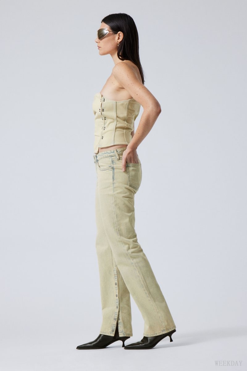 Sunbleached Weekday Arrow Low Straight Slit Jeans | GVAS3452