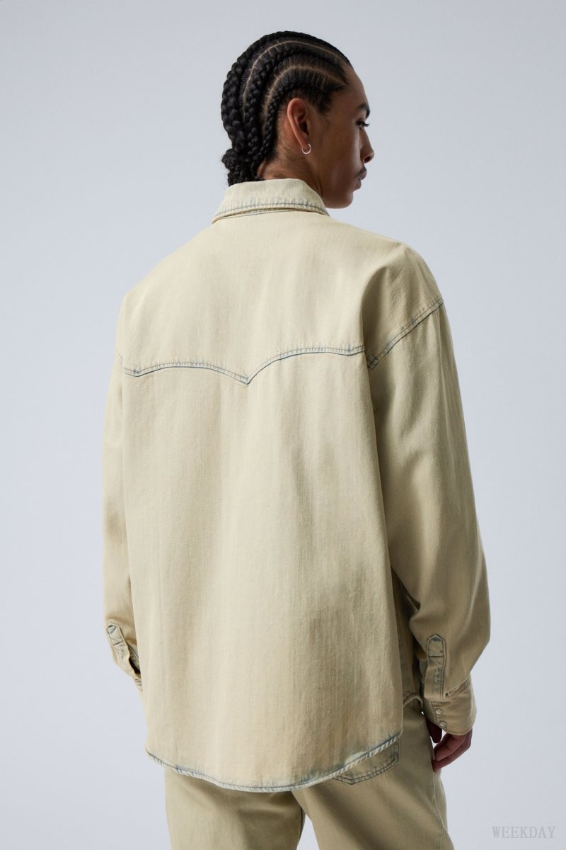 Sunbleached Weekday Ash Longsleeve Denim Shirt | GQIT3995