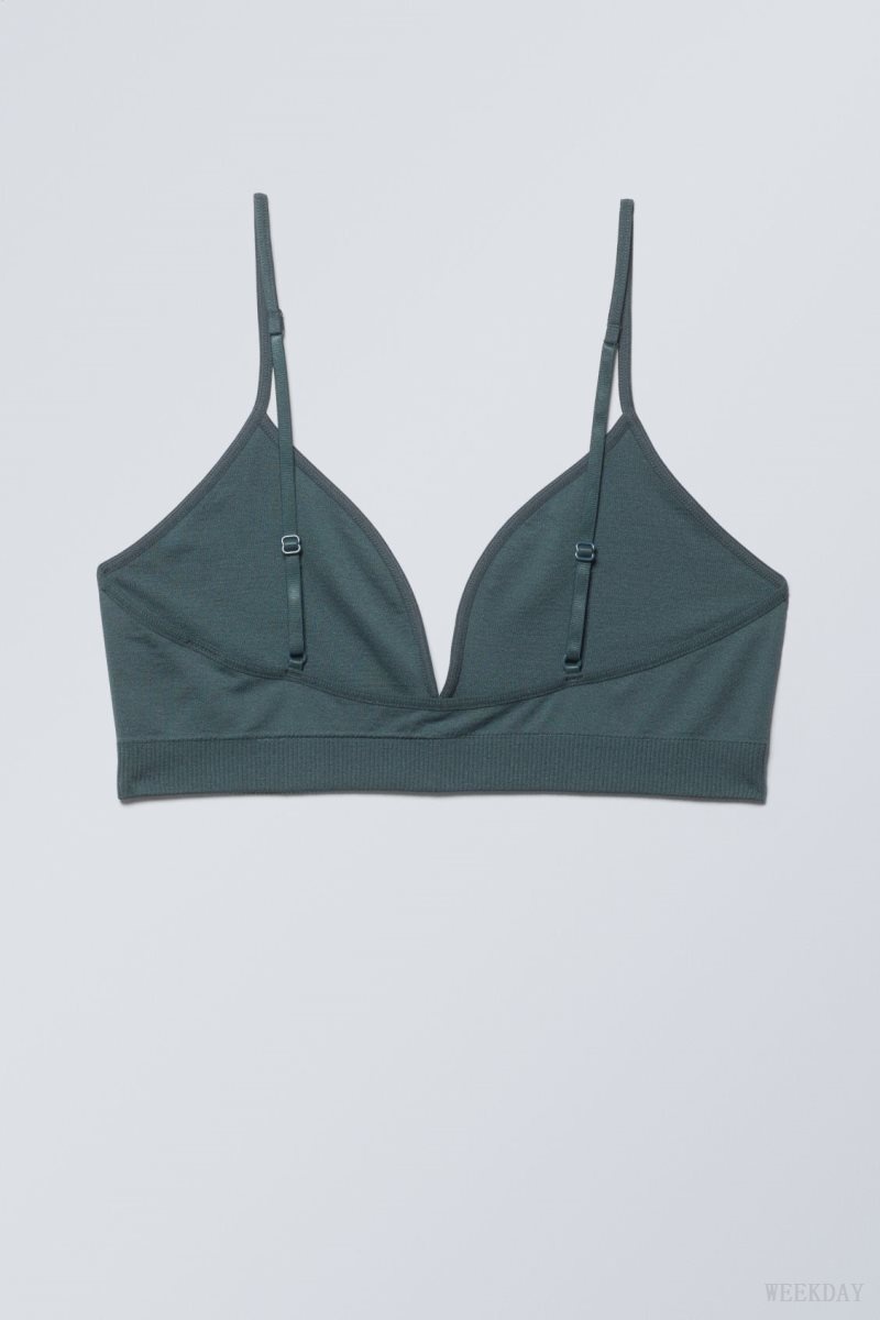 Turquoise Weekday Cat Soft Triangle Bra Bra | XMNN3747