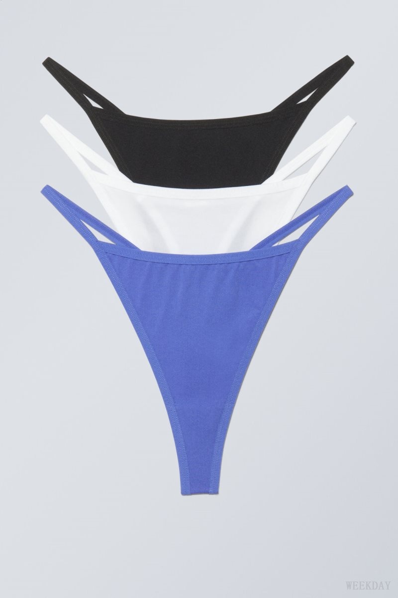 White Black Blue Weekday 3-pack Soul Tanga Thong Thong | VNQO6625