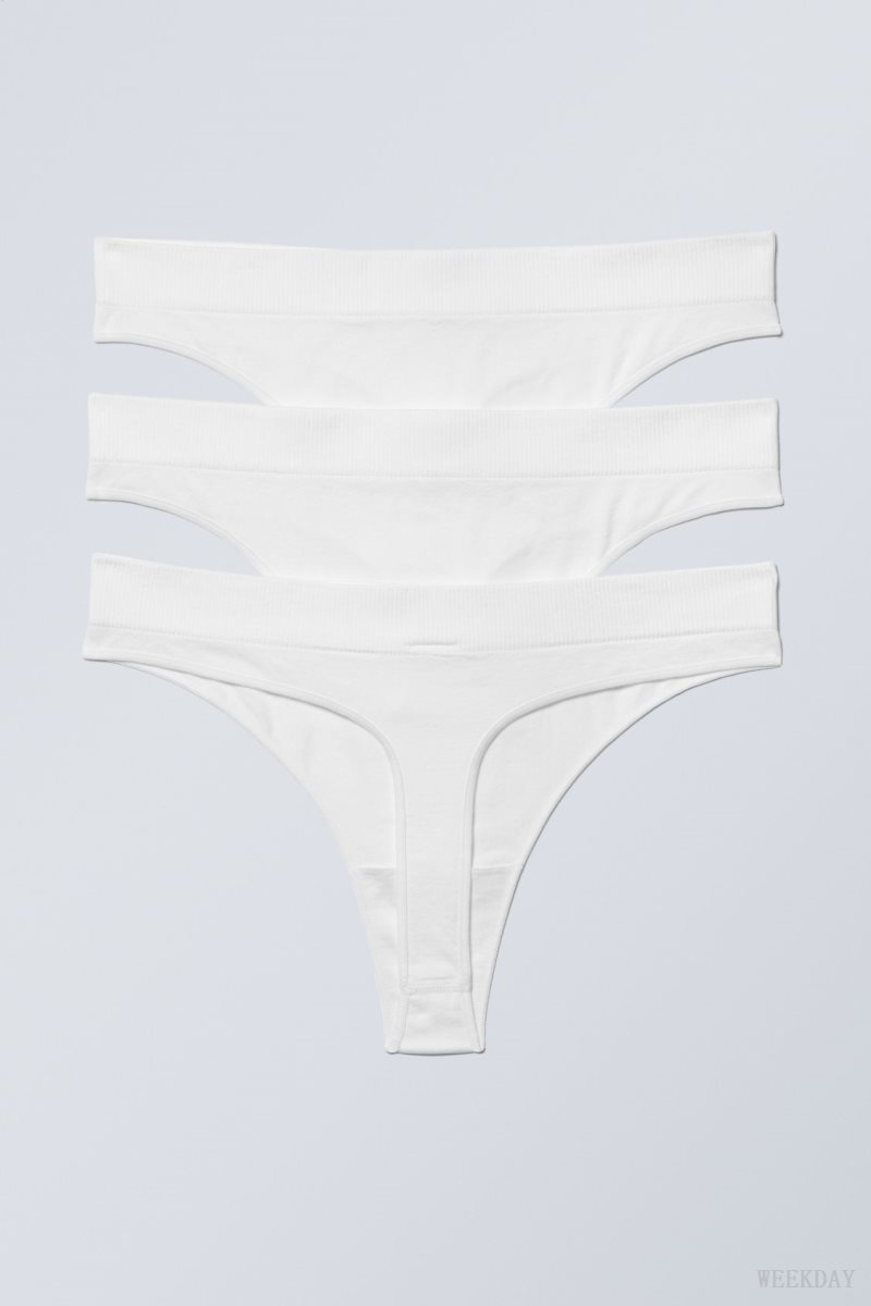 White Weekday 3-pack Cat Soft Thong Thong | WXVI8992